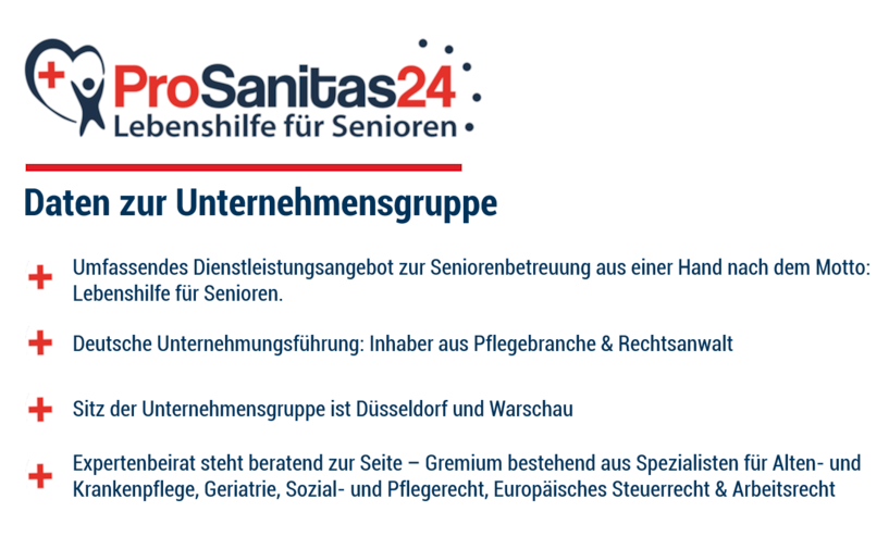 ProSanitas24 ist eine deutsche Unternehmensgruppe: Ein stark wachsender Dienstleister in der 24-Stunden-Betreuung. ProSanitas24